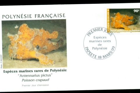 French-Polynesia-1999-Marine Life, Fish 90f FDC