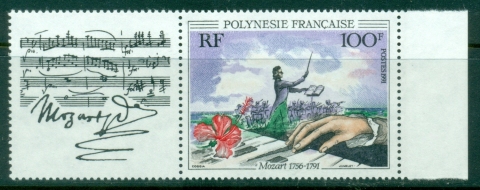 French-Polynesia-1991-Wolfgang-Amadeus-Mozart-label-MUH