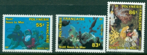 French-Polynesia-1991-Xmas-Marine-Life-MUH