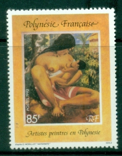 French-Polynesia-1992-Painting-Mother-Nursing-Child-MUH