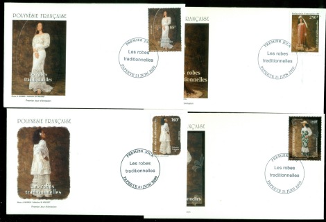 French-Polynesia-2000-Traditional Dresses 4xFDC