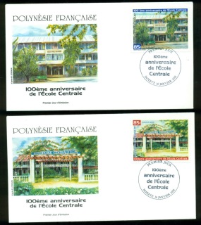 French-Polynesia-2001 Central School Centenary 2xFDC