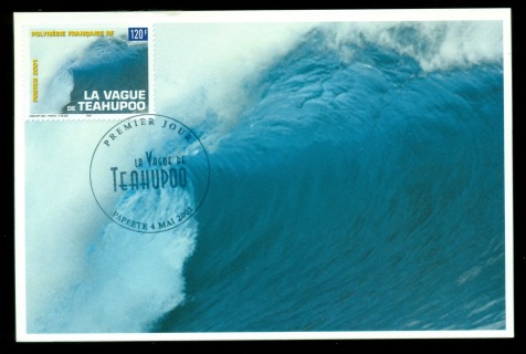 French-Polynesia-2001-Surfing Waves of Teahupoo Maxicard