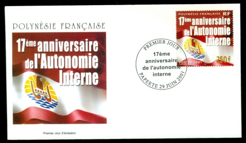 French-Polynesia-2001 Internal Autonomy 17th Anniv. FDC