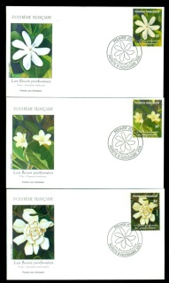 French-Polynesia-2001 Perfume Flowers 3x FDC