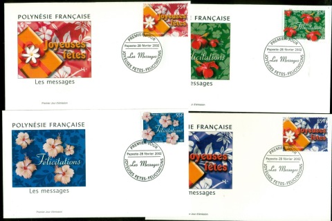 French-Polynesia-2002-Greetings 4xFDC