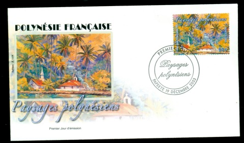 French-Polynesia-2003-Buildings & Palm Trees View FDC