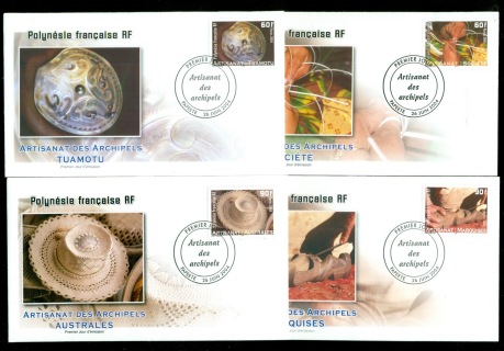 French-Polynesia-2004-Handicrafts 4xFDC