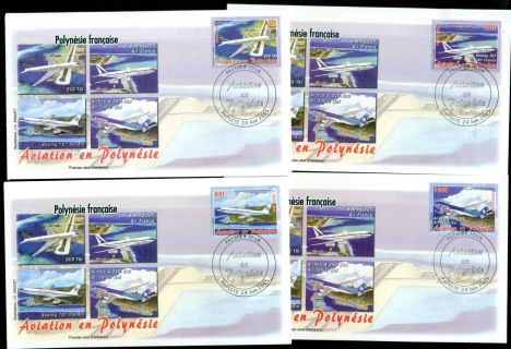 French-Polynesia-2005-Historic Airplanes 4xFDC