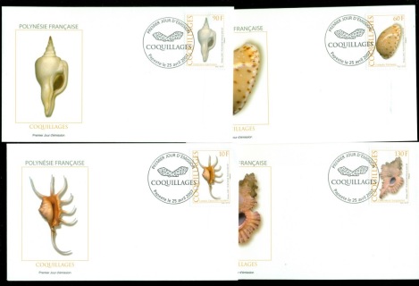 French-Polynesia-2007-Marine Life, Sea Shells 4x FDC