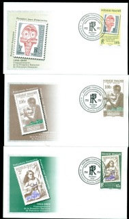 French-Polynesia-2008-French Polynesia Postage Stamps 50th Anniv. 3xFDC