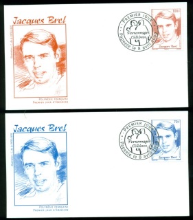 French-Polynesia-2009-Jacques Brel, Singer 2xFDC