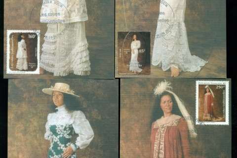 French-Polynesia-2000-Traditional Dresses 4xMaxicard