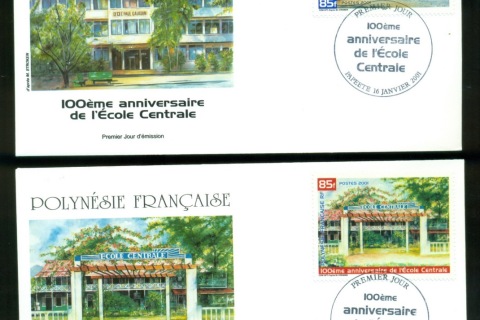 French-Polynesia-2001 Central School Centenary 2xFDC