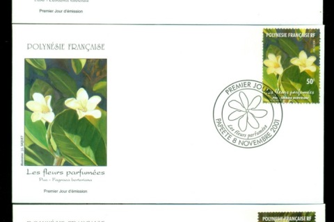 French-Polynesia-2001 Perfume Flowers 3x FDC