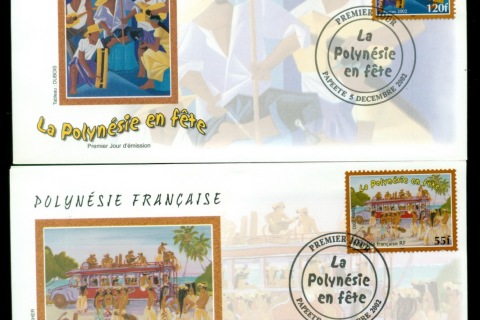 French-Polynesia-2002-Polynesians at Festivals 2xFDC