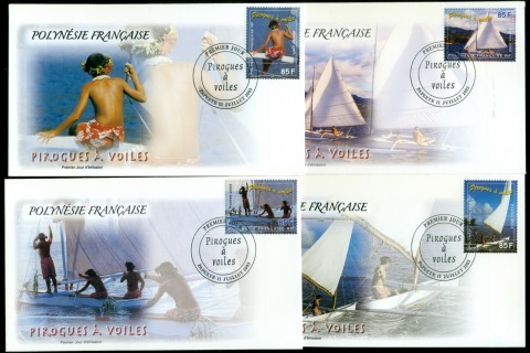 French-Polynesia-2003-Outrigger Canoes 4xFDC