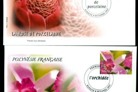 French-Polynesia-2003-Flowers 2xFDC