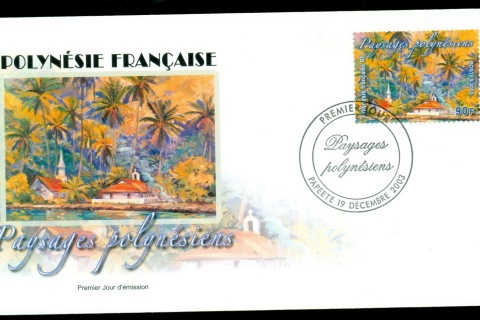 French-Polynesia-2003-Buildings & Palm Trees View FDC
