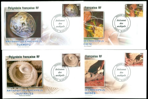 French-Polynesia-2004-Handicrafts 4xFDC