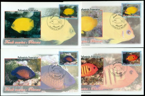 French-Polynesia-2005-Marine Life, Fish 4xFDC