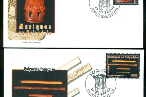 French-Polynesia-2005- Musical Instruments 2xFDC
