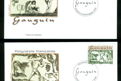 French-Polynesia-2006-Engravings by Paul Gaugin 2xFDC