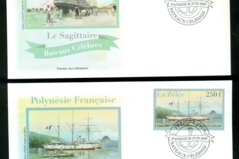French-Polynesia-2007-Famous Ships 2xFDC