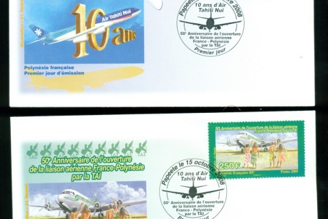 French-Polynesia-2008-Aviation Anniversaries 2xFDC