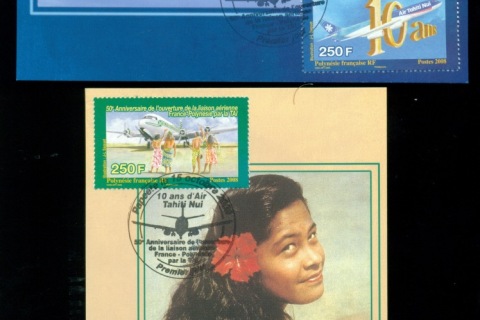 French-Polynesia-2008-Aviation Anniversaries 2xMaxicard