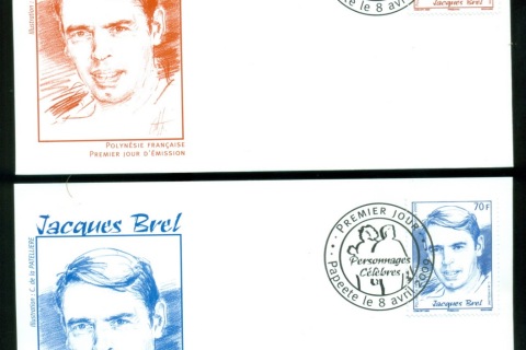 French-Polynesia-2009-Jacques Brel, Singer 2xFDC