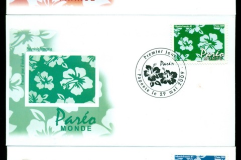 French-Polynesia-2009-Pareo Fabric 3xFDC
