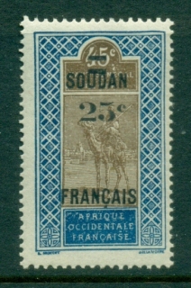 French-Sudan-1925-27-Pictorials-Surch-25c-on-45c-MLH