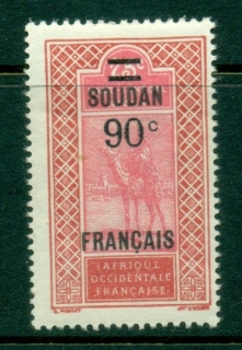 French-Sudan-1925-27-Pictorials-Surch-90c-on-75c-MLH