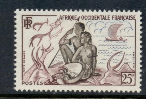 French West Africa 1954 Couple Feeding Antelope