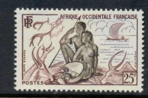 French West Africa 1954 Couple Feeding Antelope