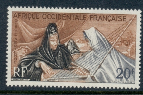 French West Africa 1958 Woman Playing Harp
