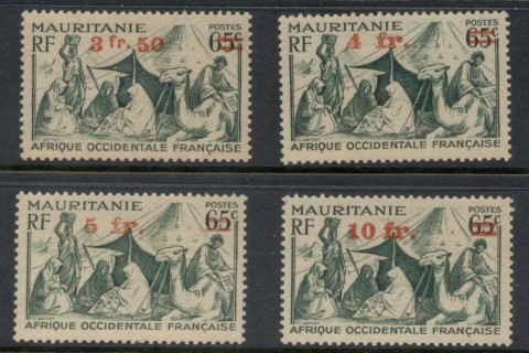 French West Africa 1943 Surcharges on Mauritania pictorials