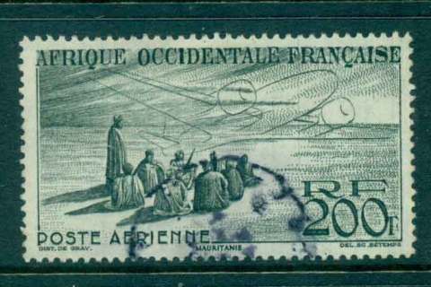 French West Africa 1947 200fr Natives & Phantom Plane