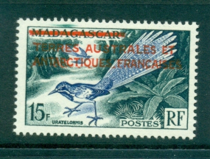 French-Antarctic-Territory-1955-Opt-on-Madagascar-Bird-MLH-lot38654