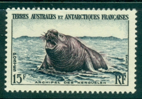 French-Antarctic-Territory-1956-15fr-Elephant-Seal-MLH-lot38661