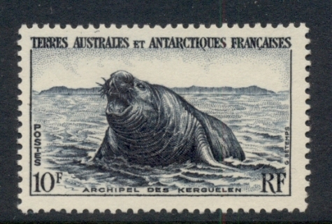 French-Antarctic-Territory-1956-Elephant-Seal-10f-MLH