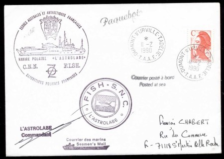 French-Antarctic-Territory-1990-Astrolabe-Ship-cover