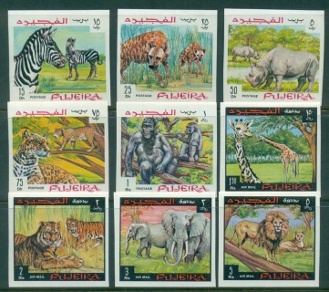 Fujeira-1969-Mi302-310B-Wild-African-Animals-IMPERF-MLH