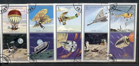 Fujeira-1971-Mi622-626-Airplanes-Spacecraft-CTO