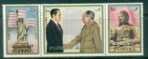 Fujeira-1972-Mi1099-1101A-Visit-of-President-Nixon-to-China-PRC-CTO