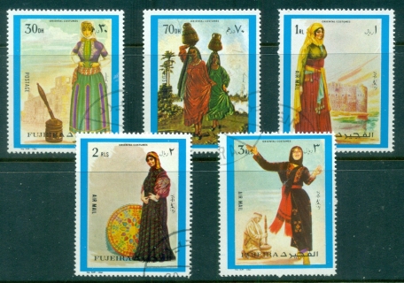 Fujeira-1972-Mi1283-1287A-Oriental-Womens-Costumes-CTO