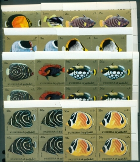Fujeira-1972-Mi1380-1389-Marine-Life-Exotic-Fish-Block-4-MUH