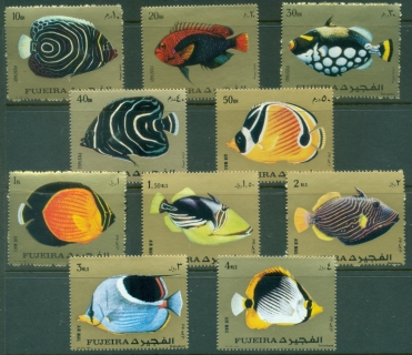 Fujeira-1972-Mi1380-1389-Marine-Life-Exotic-Fish-MUH