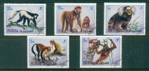 Fujeira-1972-Mi1532-1536A-Monkeys-CTO